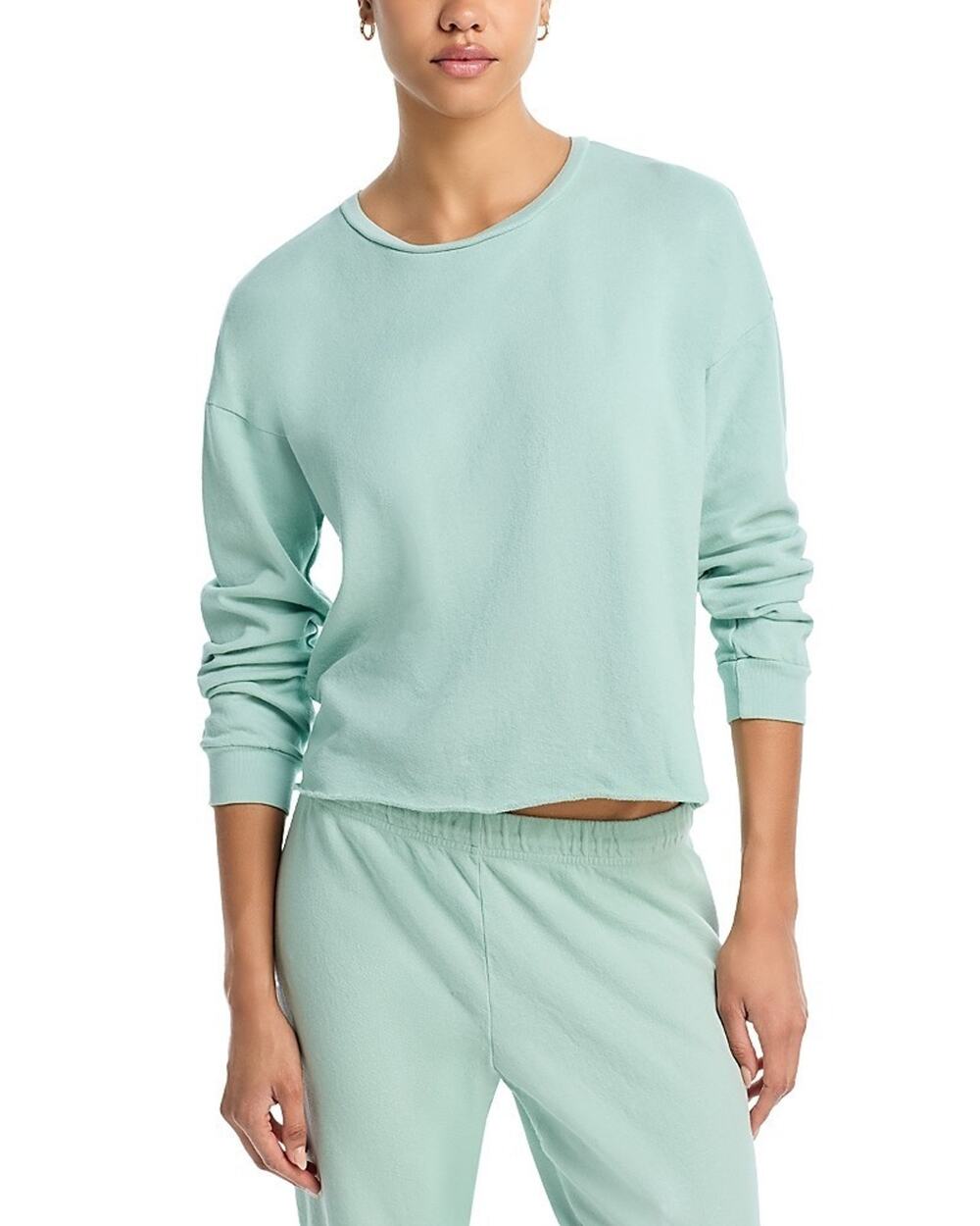 Aqua Tessa Raw Hem Pullover Sweatshirt Sage Size M 3343